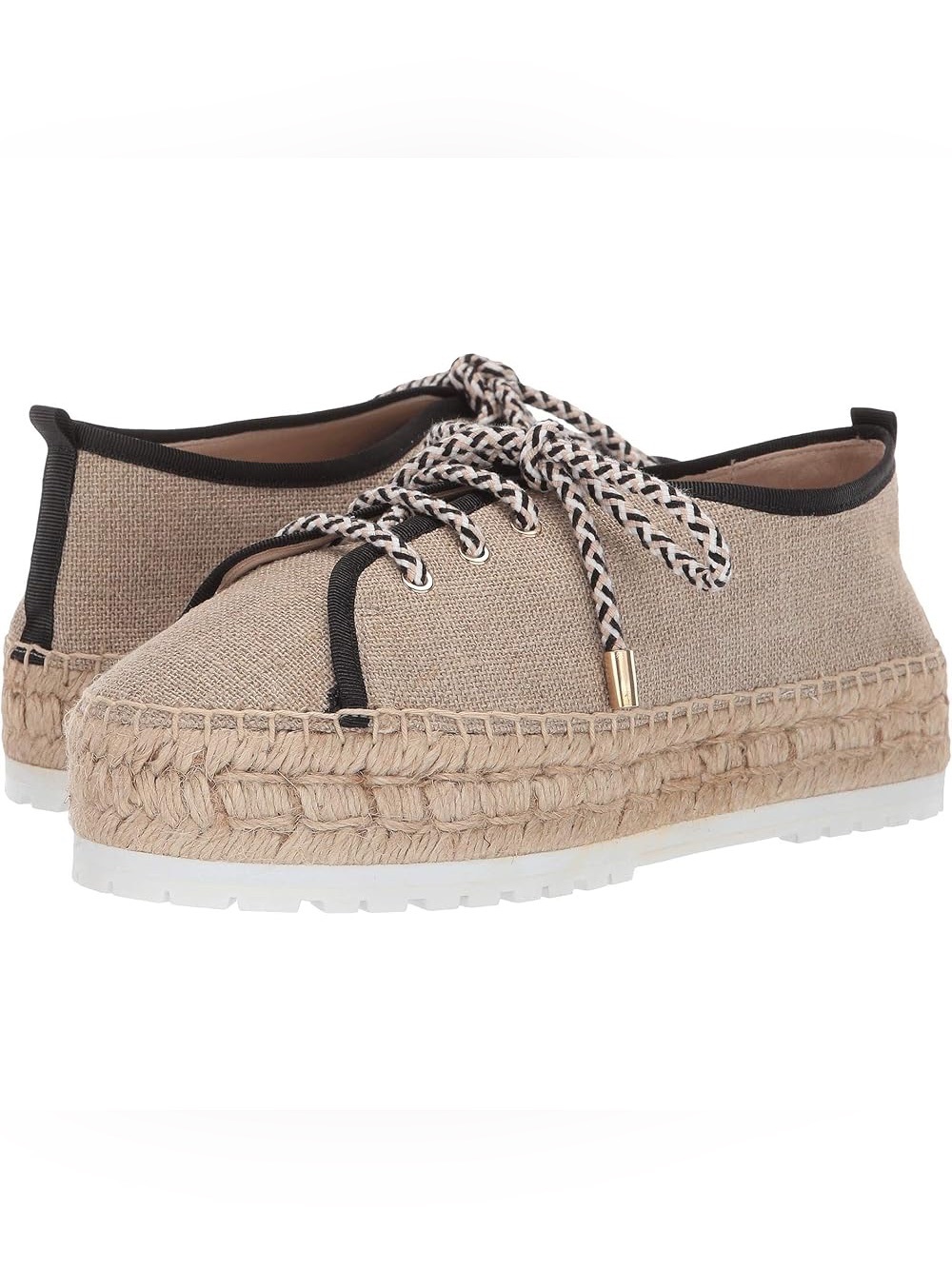 Botkier Beige Espadrille Platform Sneakers with Black Trim